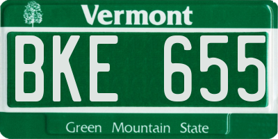 VT license plate BKE655