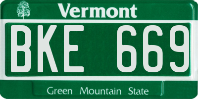 VT license plate BKE669
