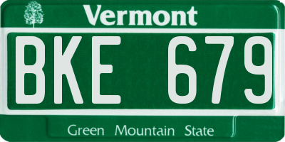 VT license plate BKE679