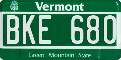 VT license plate BKE680