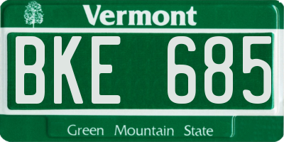 VT license plate BKE685