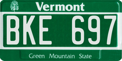 VT license plate BKE697