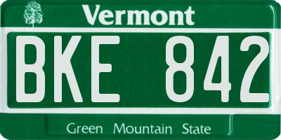 VT license plate BKE842