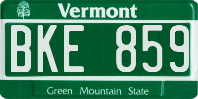 VT license plate BKE859