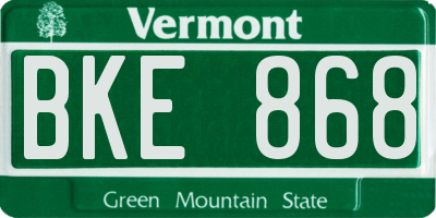 VT license plate BKE868