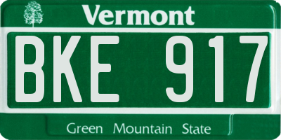VT license plate BKE917