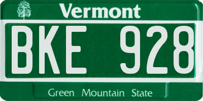 VT license plate BKE928