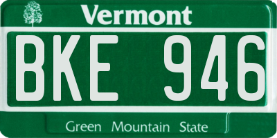 VT license plate BKE946