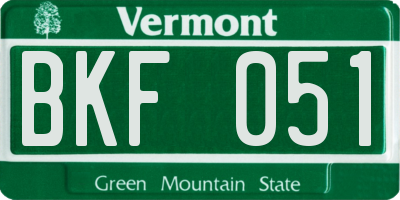 VT license plate BKF051
