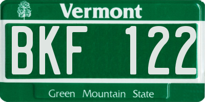 VT license plate BKF122