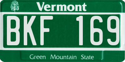 VT license plate BKF169