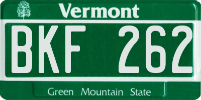 VT license plate BKF262