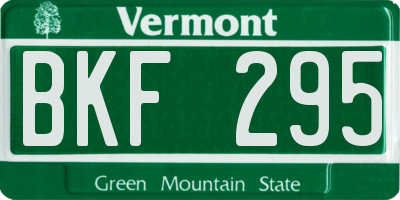 VT license plate BKF295