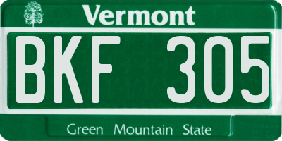 VT license plate BKF305