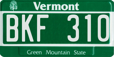 VT license plate BKF310