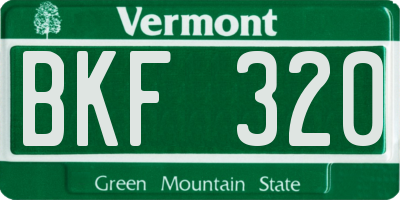 VT license plate BKF320