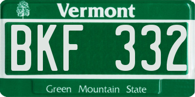 VT license plate BKF332
