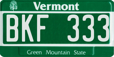 VT license plate BKF333