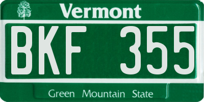 VT license plate BKF355