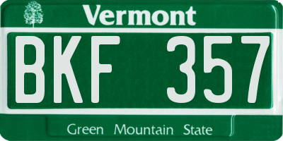 VT license plate BKF357