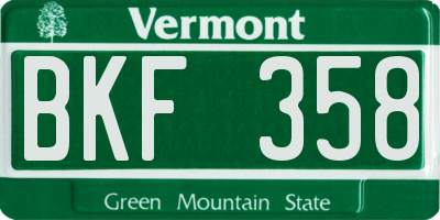 VT license plate BKF358