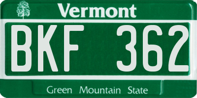 VT license plate BKF362