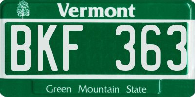 VT license plate BKF363