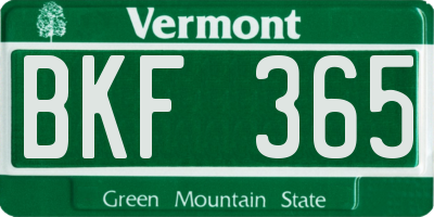 VT license plate BKF365
