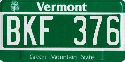 VT license plate BKF376