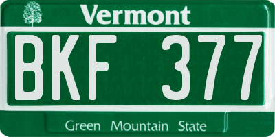 VT license plate BKF377