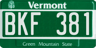 VT license plate BKF381