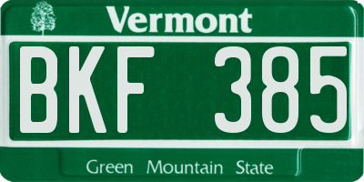 VT license plate BKF385