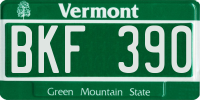 VT license plate BKF390