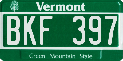 VT license plate BKF397