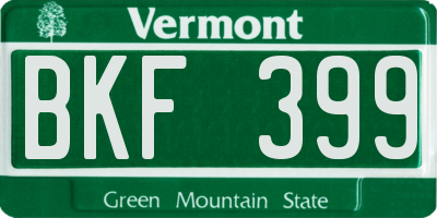 VT license plate BKF399
