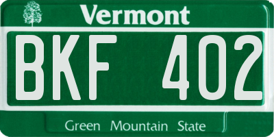 VT license plate BKF402