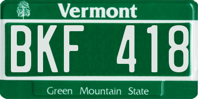 VT license plate BKF418