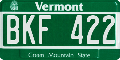 VT license plate BKF422
