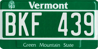 VT license plate BKF439