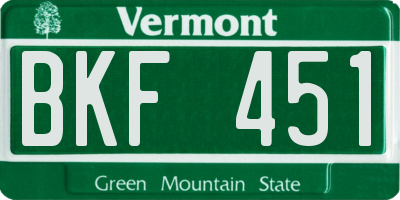 VT license plate BKF451