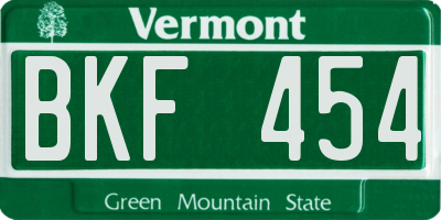 VT license plate BKF454