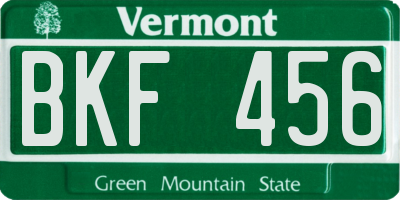 VT license plate BKF456