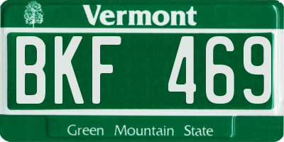 VT license plate BKF469