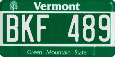 VT license plate BKF489