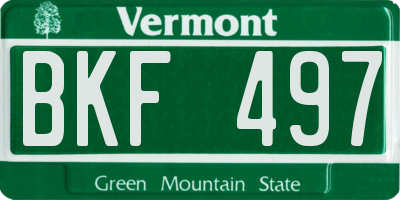 VT license plate BKF497