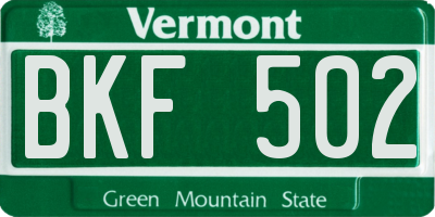 VT license plate BKF502