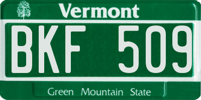 VT license plate BKF509