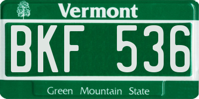 VT license plate BKF536