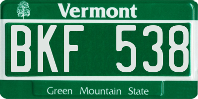 VT license plate BKF538