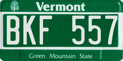 VT license plate BKF557